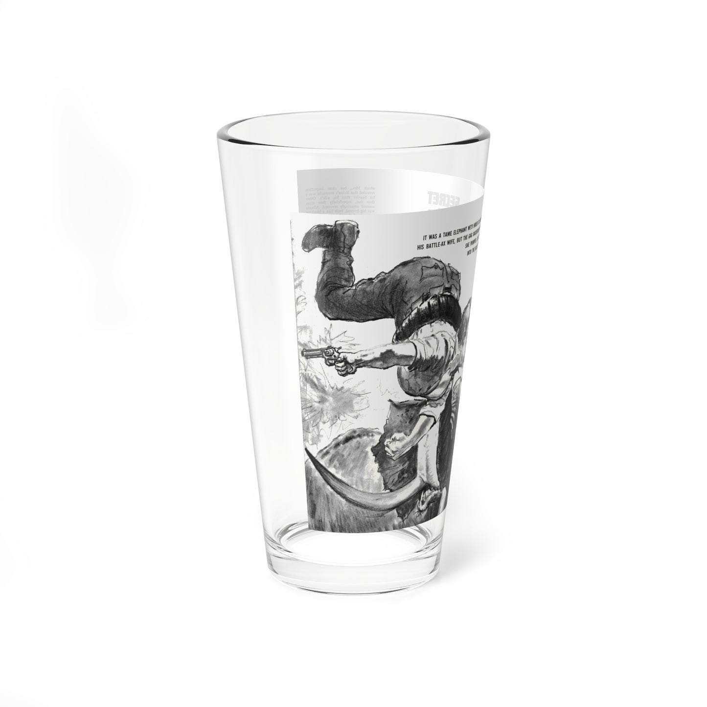 Secret of the Tusker Kill, Adventure, April 1965 (Magazine Illustration) Pint Glass 16oz-Go Mug Yourself