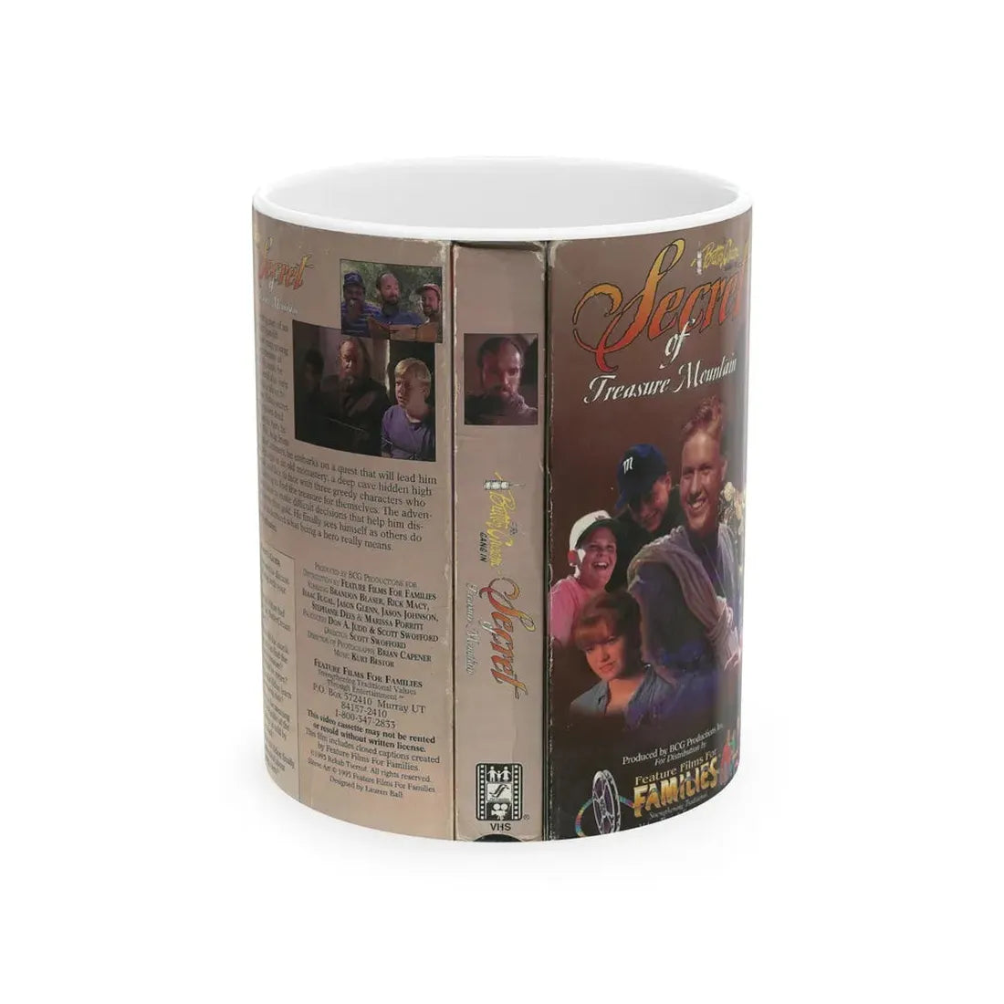 SECRET OF TREASURE MOUNTAIN THE BUTTERCREAM GANG FAMILY MOVIE (VHS COVER) - White Coffee Mug 11oz - Go Mug Yourself