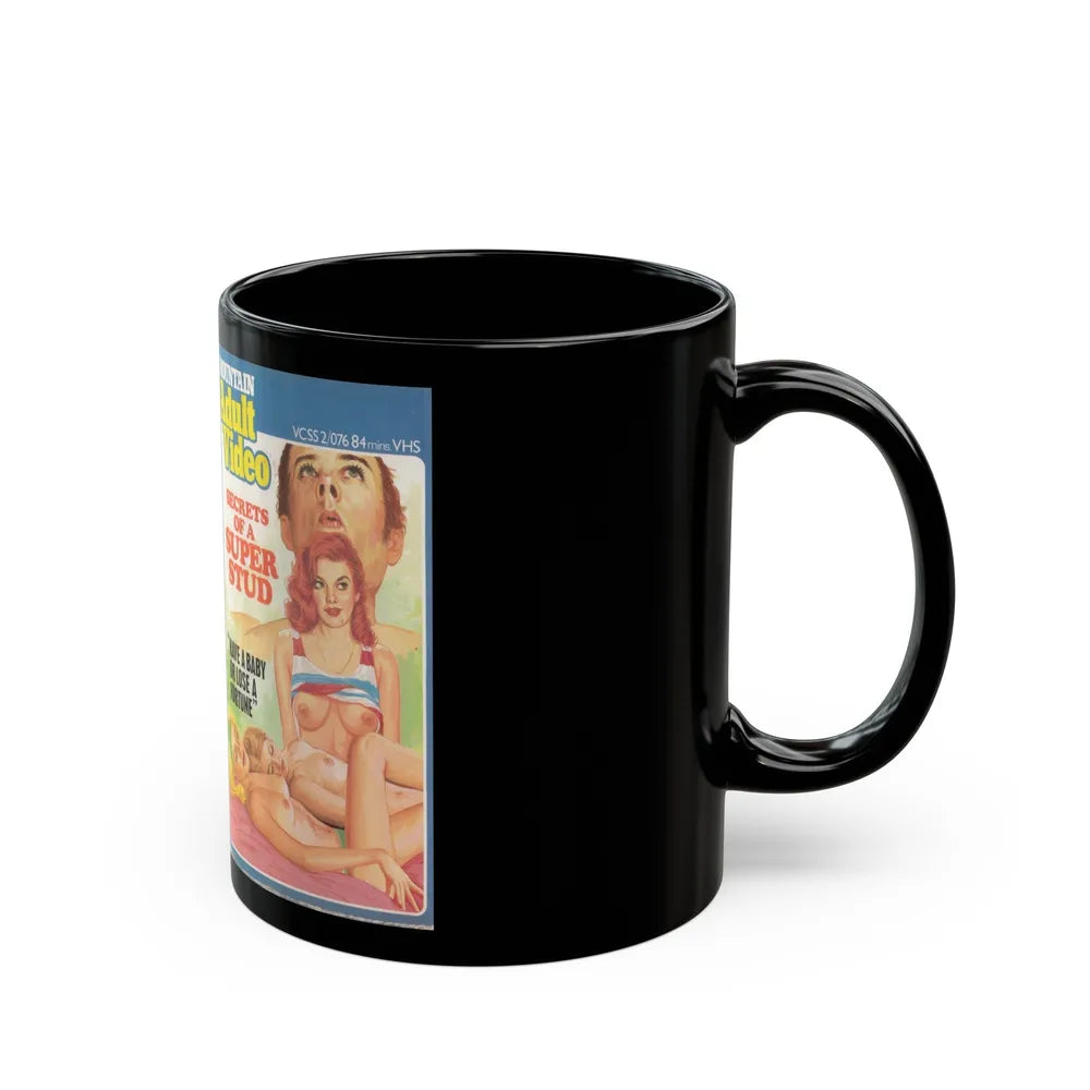 SECRETS OF A SUPER STUD (VHS COVER) - Black Coffee Mug-Go Mug Yourself