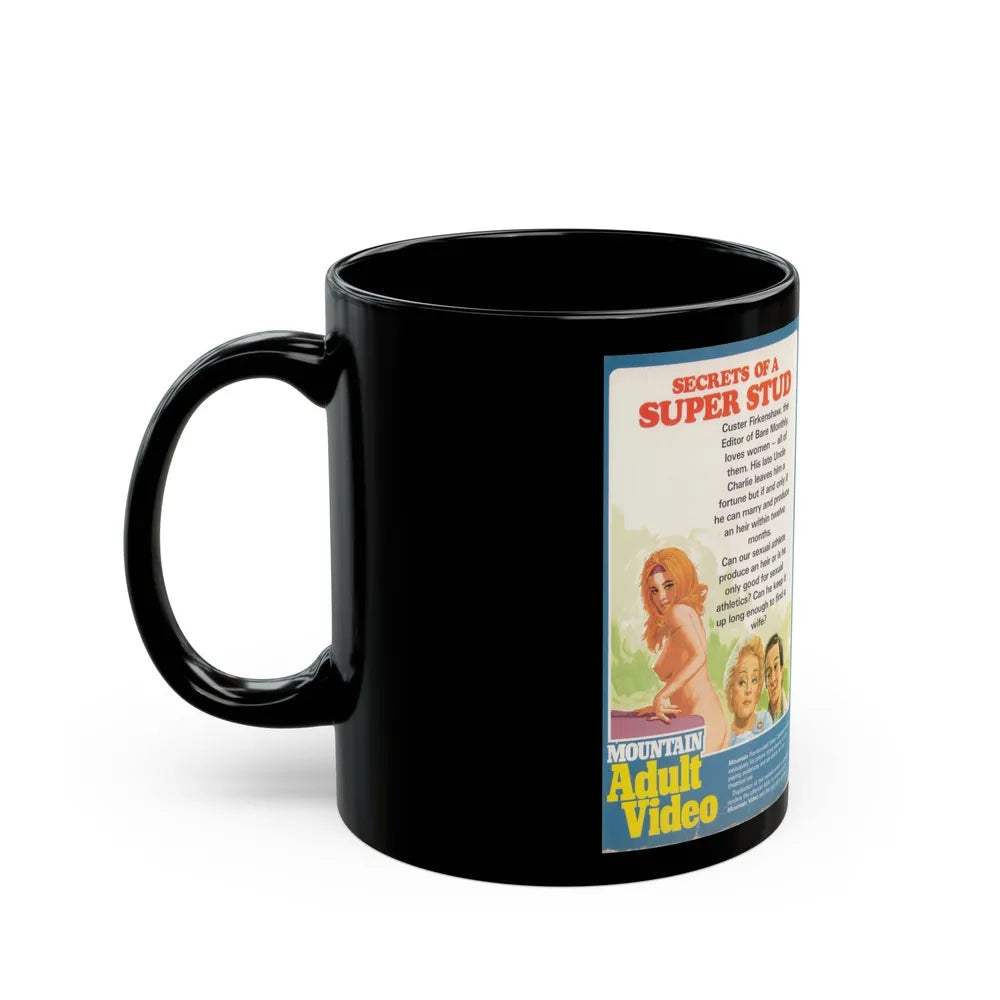 SECRETS OF A SUPER STUD (VHS COVER) - Black Coffee Mug-Go Mug Yourself