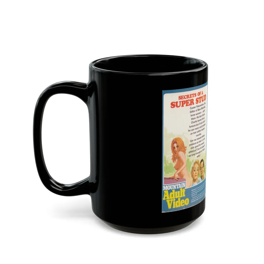 SECRETS OF A SUPER STUD (VHS COVER) - Black Coffee Mug-Go Mug Yourself