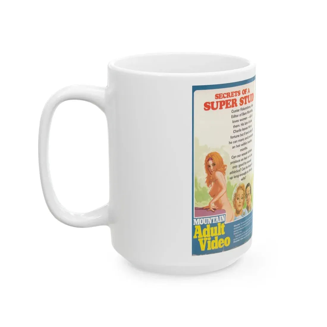 SECRETS OF A SUPER STUD (VHS COVER) - White Coffee Mug - Go Mug Yourself