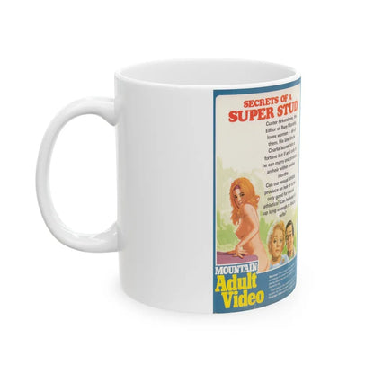 SECRETS OF A SUPER STUD (VHS COVER) - White Coffee Mug-Go Mug Yourself