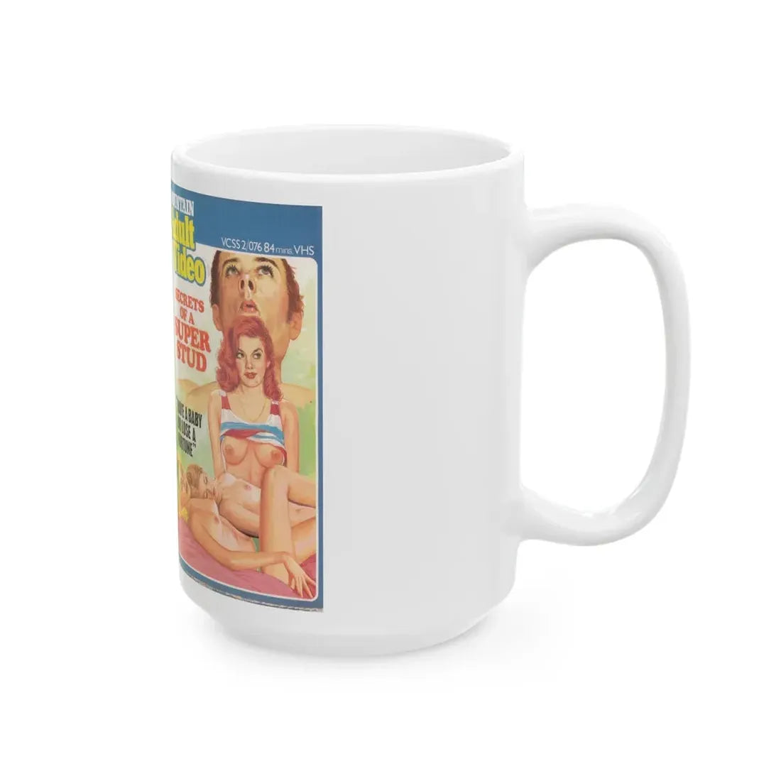 SECRETS OF A SUPER STUD (VHS COVER) - White Coffee Mug - Go Mug Yourself