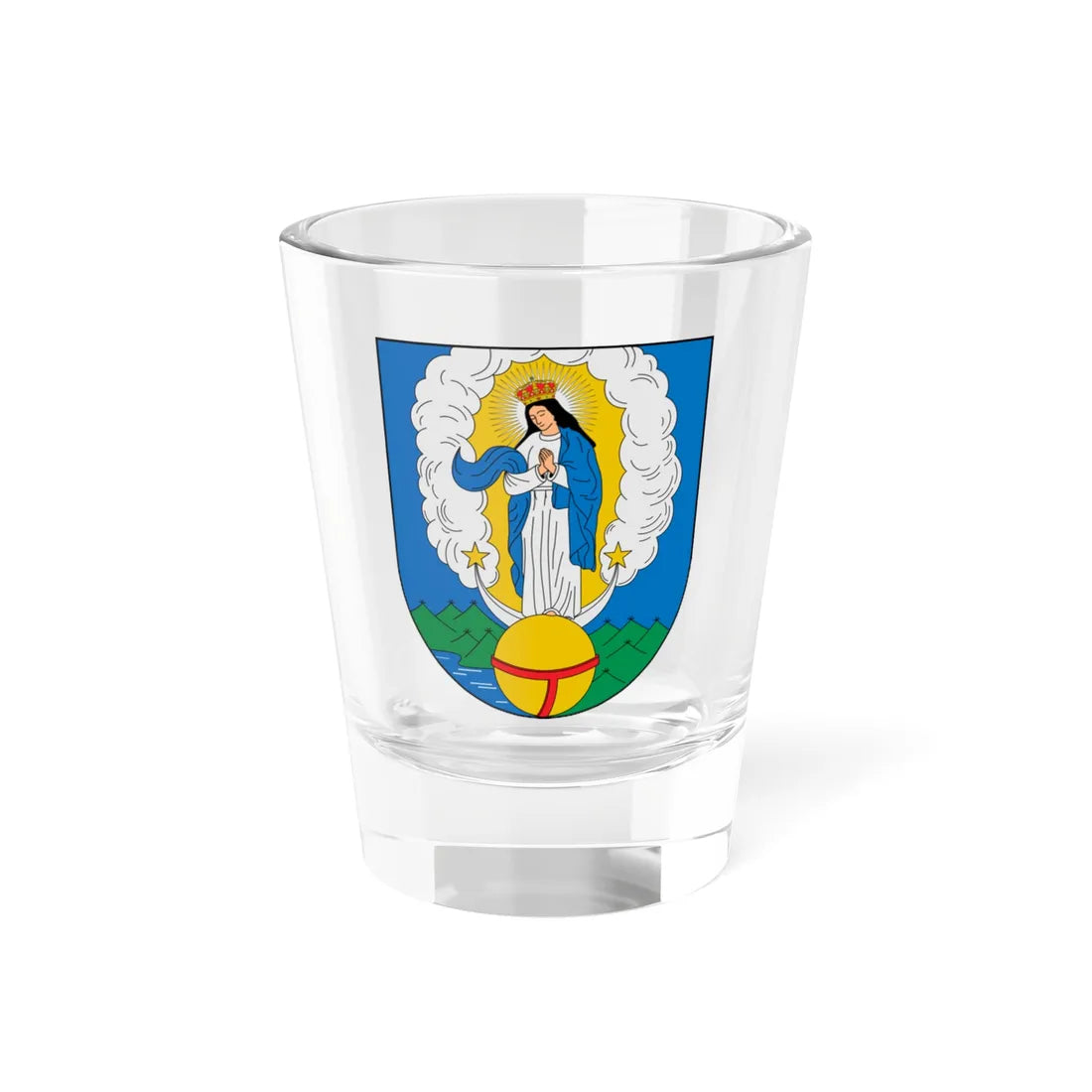 Segundo escudo de Santa Marta (Colombia) (Coat of Arms) Shot Glass 1.5oz 1.5oz - Go Mug Yourself