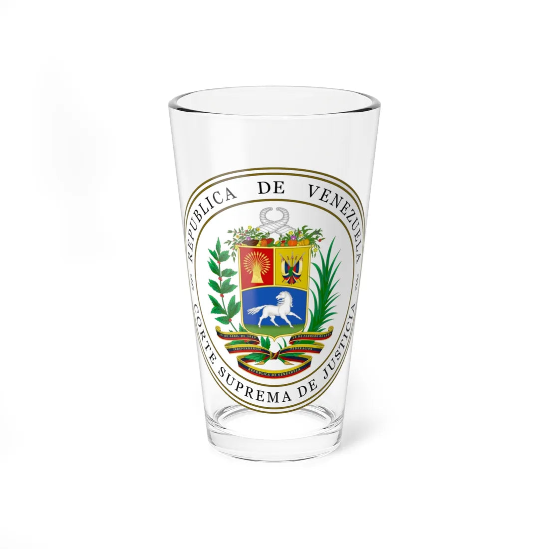 Sello de la Corte Suprema de la República de Venezuela (Venezuela) (Coat of Arms) Pint Glass 16oz 16oz - Go Mug Yourself