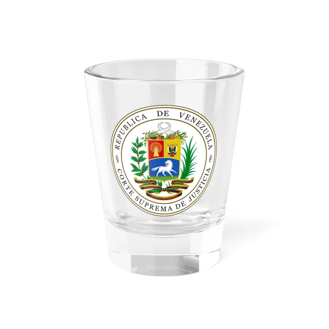Sello de la Corte Suprema de la República de Venezuela (Venezuela) (Coat of Arms) Shot Glass 1.5oz 1.5oz - Go Mug Yourself