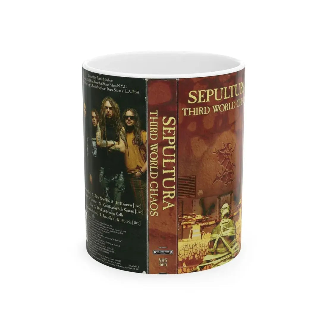 SEPULTURA THIRD WORLD CHAOS (VHS COVER) - White Coffee Mug 11oz - Go Mug Yourself