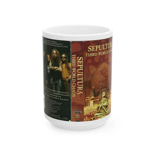 SEPULTURA THIRD WORLD CHAOS (VHS COVER) - White Coffee Mug-15oz-Go Mug Yourself