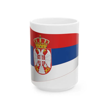 Serbia Flag - iconic waving (Serbia) White Coffee Mug 15oz - Go Mug Yourself