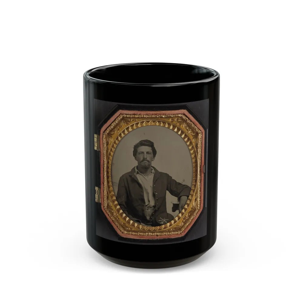 Sergeant Philip Almeron Faatz Of Co. K And Co. A, 3rd New York Light Artillery Battery, In Uniform With Co. K Kepi (U.S. Civil War) Black Coffee Mug-15oz-Go Mug Yourself