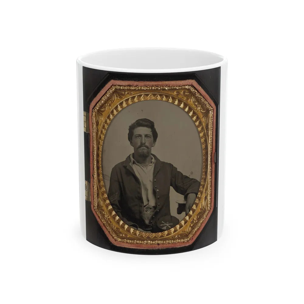 Sergeant Philip Almeron Faatz Of Co. K And Co. A, 3rd New York Light Artillery Battery, In Uniform With Co. K Kepi (U.S. Civil War) White Coffee Mug-11oz-Go Mug Yourself