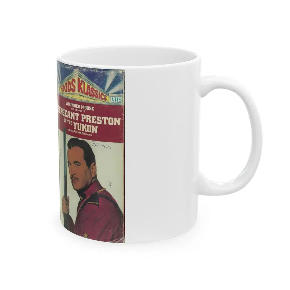 SERGEANT PRESTON OF THE YUKON WOUNDED MOUSE (VHS COVER) - White Coffee Mug - Go Mug Yourself