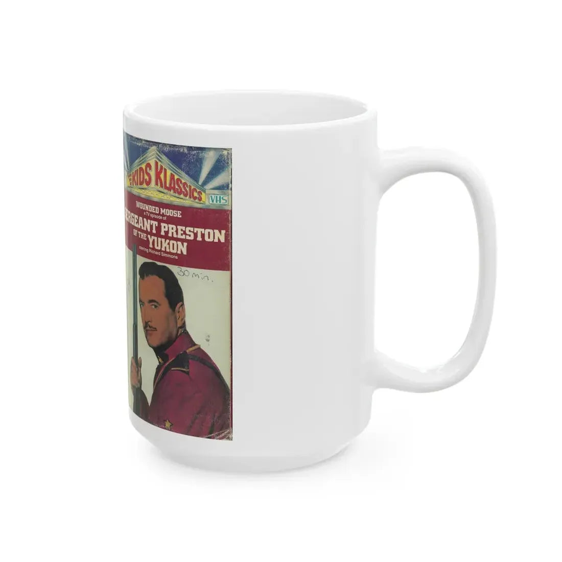 SERGEANT PRESTON OF THE YUKON WOUNDED MOUSE (VHS COVER) - White Coffee Mug - Go Mug Yourself