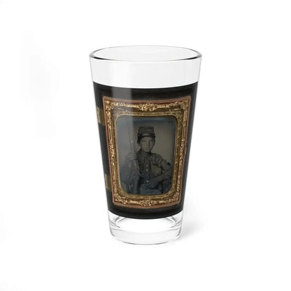 Sergeant William T. Biedler, 16 Years Old, Of Company C, Mosby's Virginia Cavalry Regiment With Flintlock Musket (U.S. Civil War) Pint Glass 16oz 16oz - Go Mug Yourself