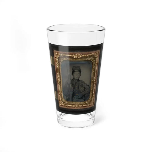Sergeant William T. Biedler, 16 Years Old, Of Company C, Mosby's Virginia Cavalry Regiment With Flintlock Musket (U.S. Civil War) Pint Glass 16oz 16oz - Go Mug Yourself