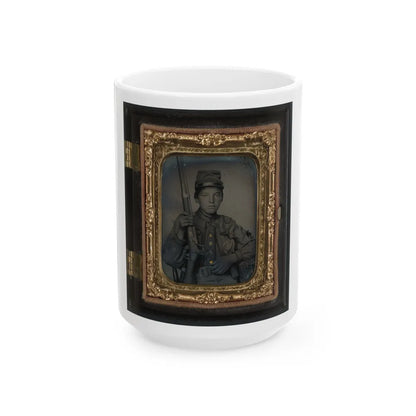 Sergeant William T. Biedler, 16 Years Old, Of Company C, Mosby's Virginia Cavalry Regiment With Flintlock Musket (U.S. Civil War) White Coffee Mug-15oz-Go Mug Yourself