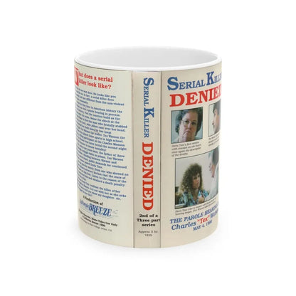 SERIAL KILLER DENIED THE PAROLE HEARING OF CHARLES TEX WATSON (VHS COVER) - White Coffee Mug 11oz - Go Mug Yourself