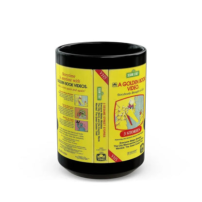 SESAME STREET A GOLDEN BOOK VIDEO (VHS COVER) - Black Coffee Mug 15oz - Go Mug Yourself