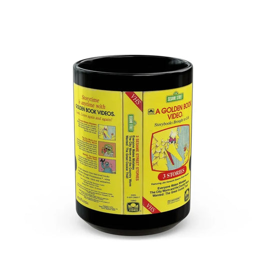 SESAME STREET A GOLDEN BOOK VIDEO (VHS COVER) - Black Coffee Mug 15oz - Go Mug Yourself