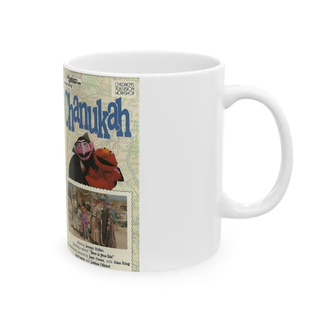 SESAME STREET CHANUKAH (VHS COVER) - White Coffee Mug - Go Mug Yourself