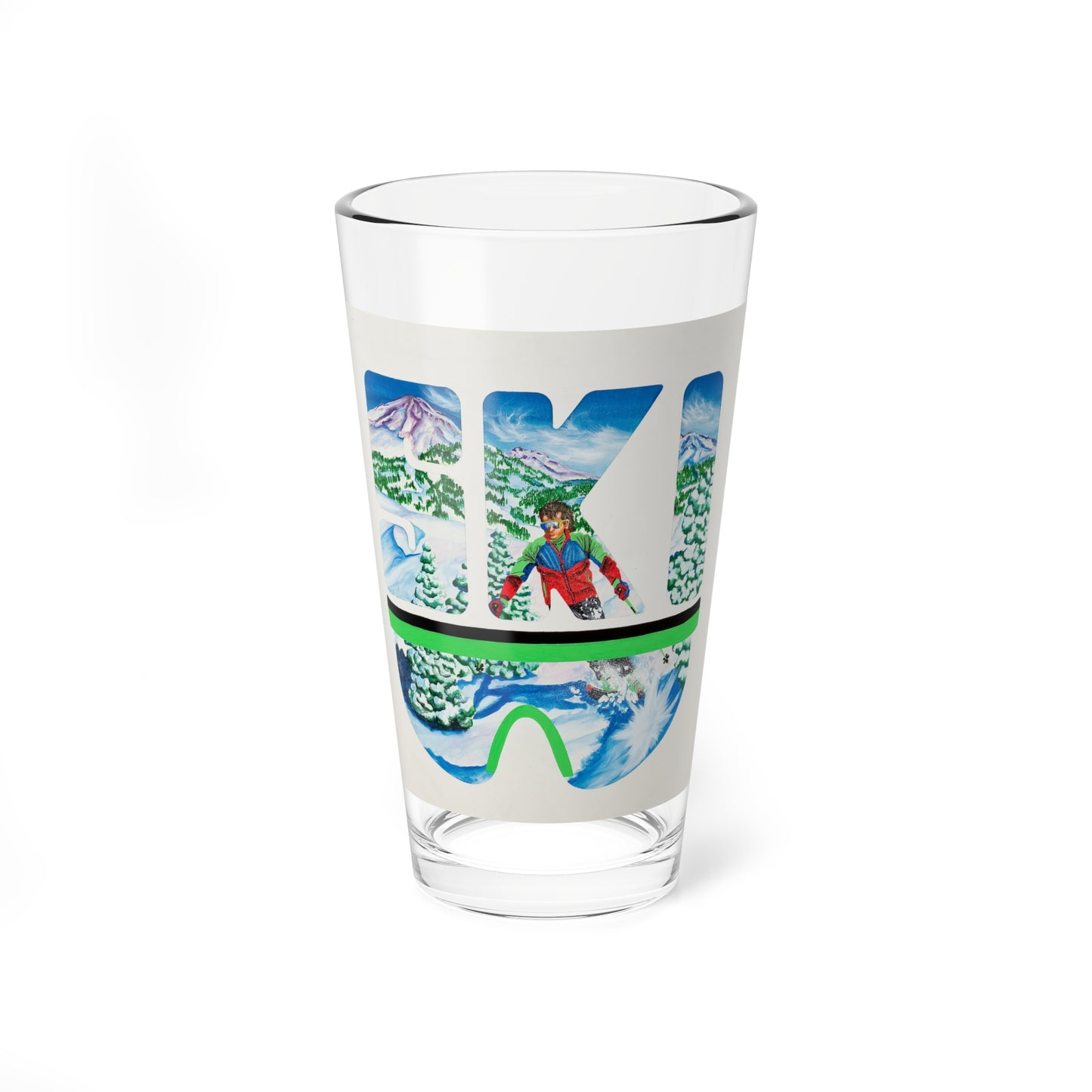 Set of three (2) ski advertisement posters (Magazine Illustration) Pint Glass 16oz-16oz-Go Mug Yourself