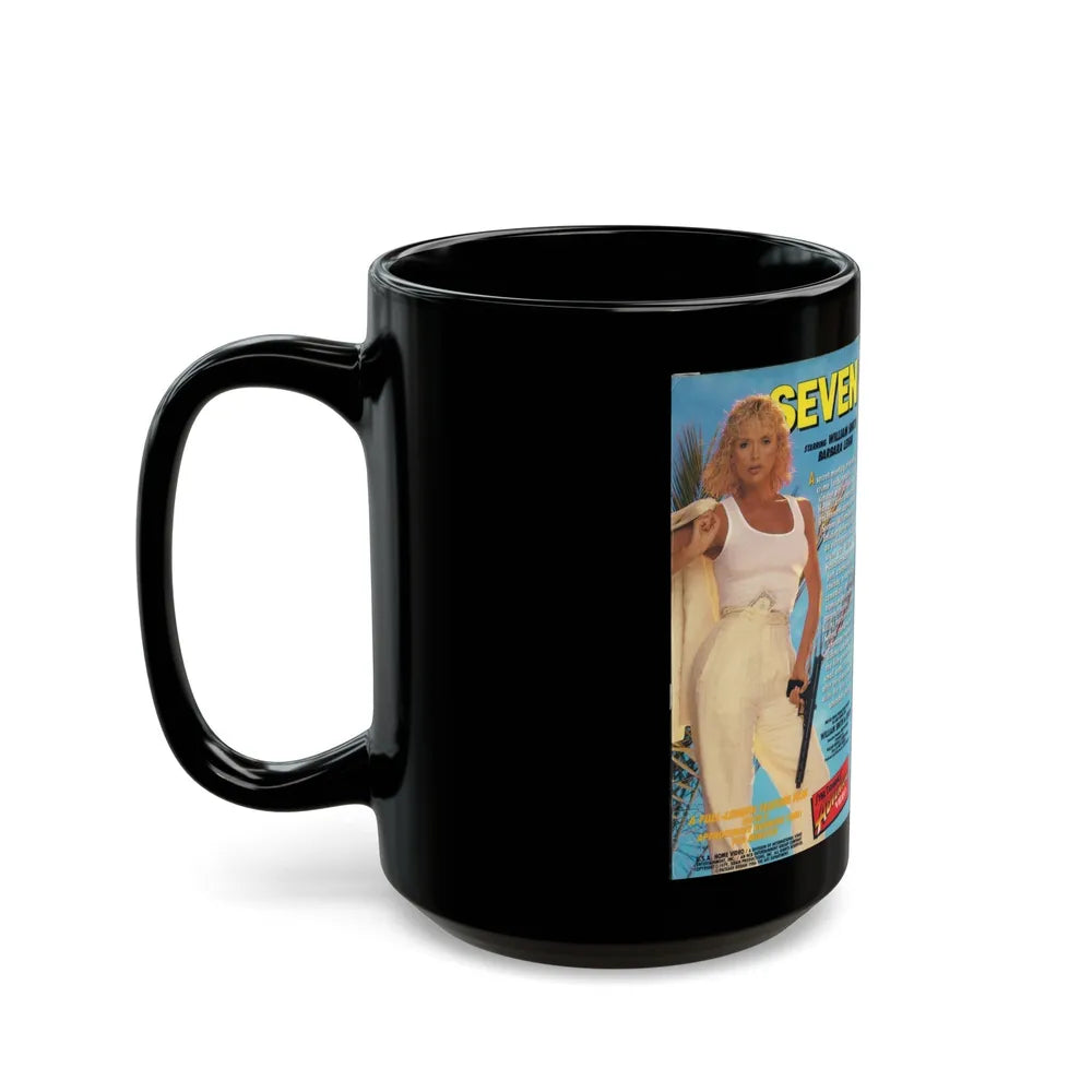 SEVEN SYBIL DANNINGS ADVENTURE VIDEO (VHS COVER) - Black Coffee Mug-Go Mug Yourself