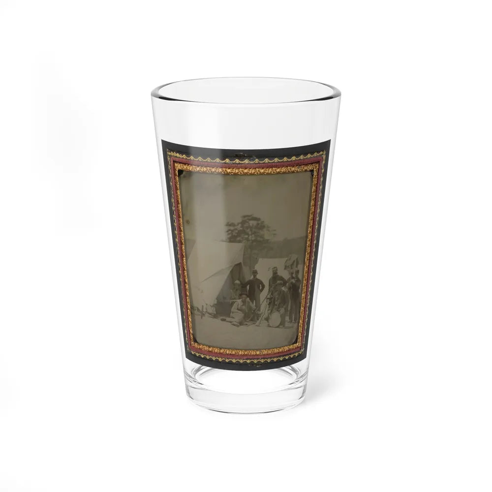 Seven Unidentified Soldiers In Union Uniforms With Drum And Stacked Rifles In Front Of Tent (U.S. Civil War) Pint Glass 16oz-16oz-Go Mug Yourself