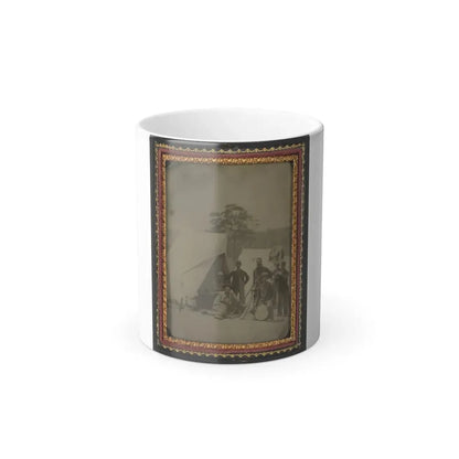 Seven Unidentified Soldiers in Union Uniforms With Drum and Stacked Rifles in Front of Tent (U.S. Civil War) Color Changing Coffee Mug 11oz Default Title 11oz - Go Mug Yourself