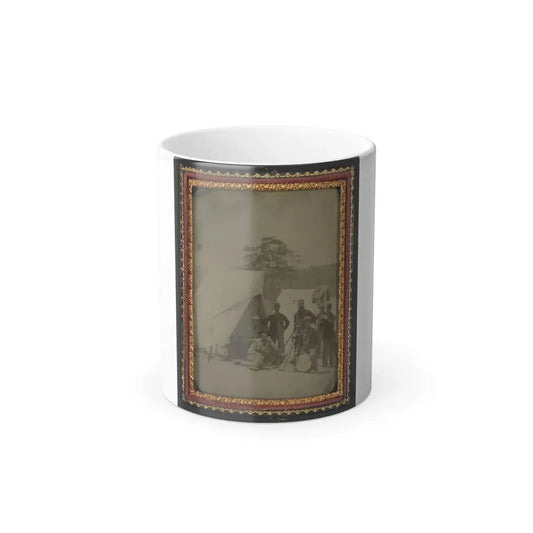 Seven Unidentified Soldiers in Union Uniforms With Drum and Stacked Rifles in Front of Tent (U.S. Civil War) Color Changing Coffee Mug 11oz Default Title 11oz - Go Mug Yourself