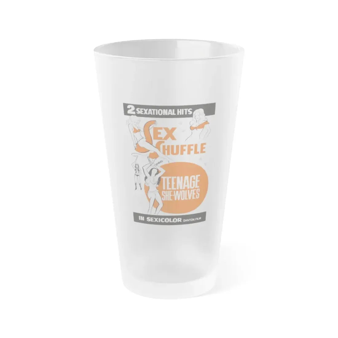 SEX SHUFFLE + TEENAGE SHE WOLVES 1976 Movie Poster - Frosted Pint Glass 16oz Default Title - Go Mug Yourself