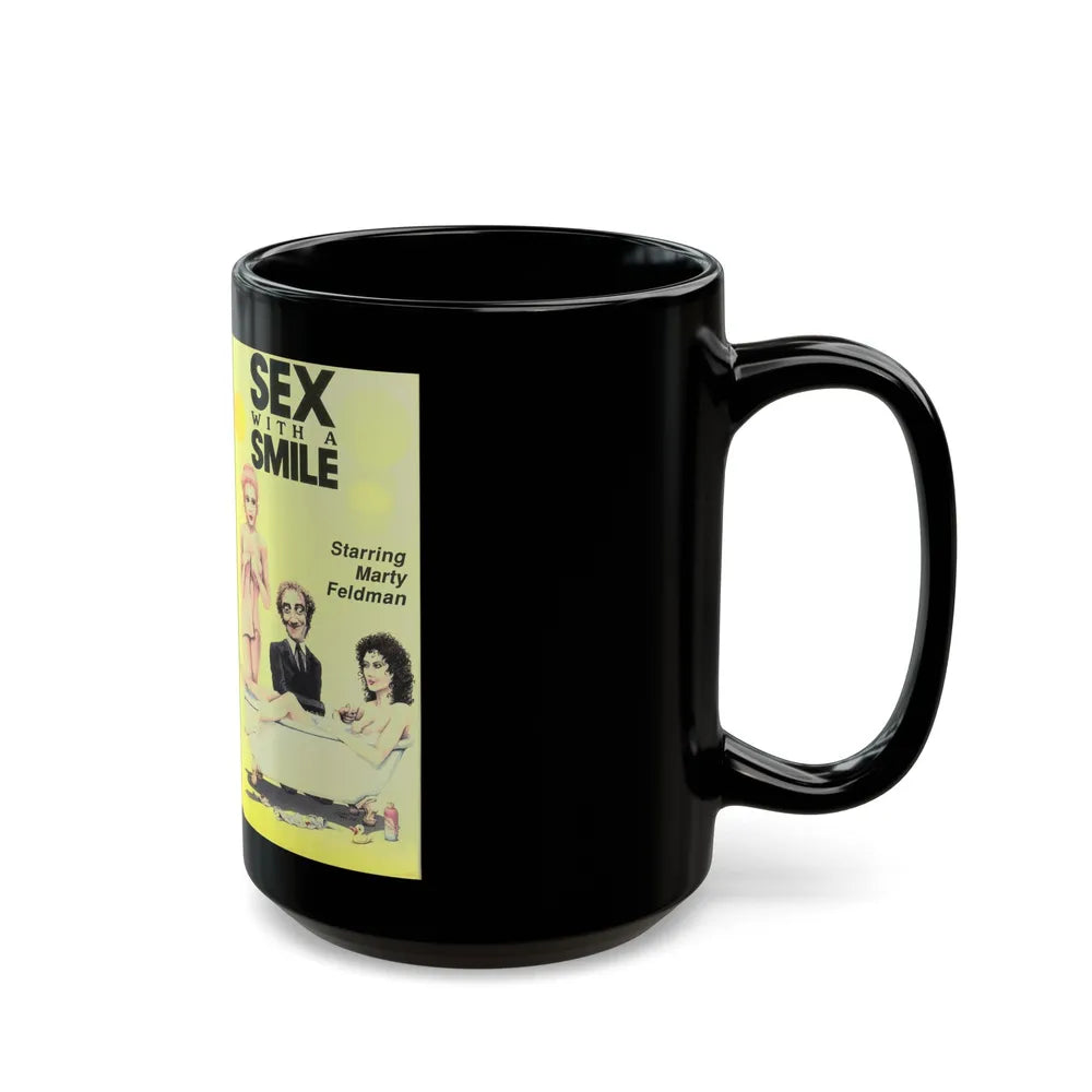 SEX WITH A SMILE STARRING MARTY FELDMAN SEXPLOITATION (VHS COVER) - Black Coffee Mug-Go Mug Yourself