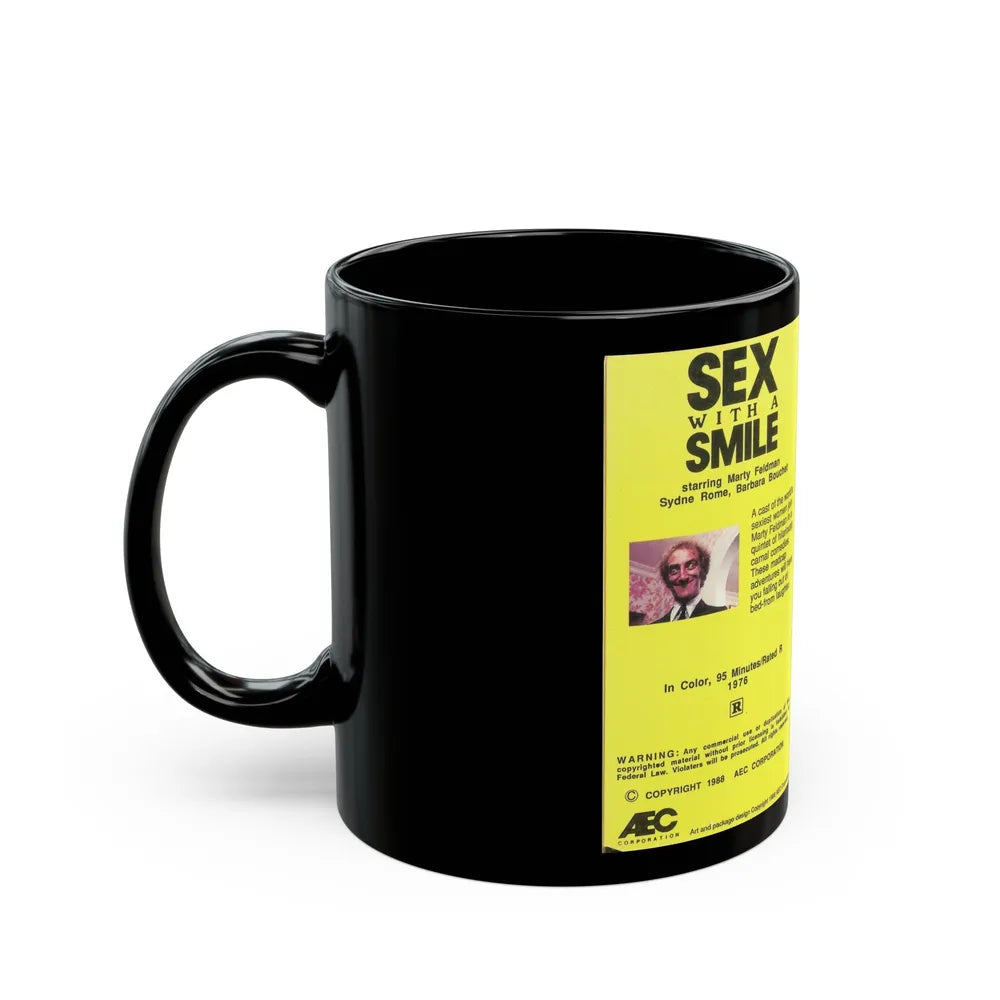 SEX WITH A SMILE STARRING MARTY FELDMAN SEXPLOITATION (VHS COVER) - Black Coffee Mug-Go Mug Yourself