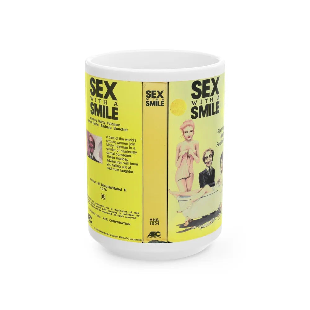 SEX WITH A SMILE STARRING MARTY FELDMAN SEXPLOITATION (VHS COVER) - White Coffee Mug-15oz-Go Mug Yourself