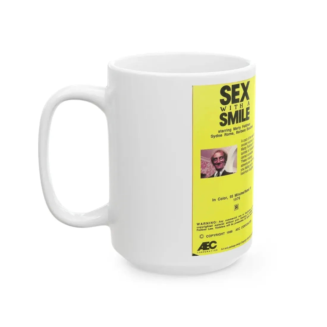 SEX WITH A SMILE STARRING MARTY FELDMAN SEXPLOITATION (VHS COVER) - White Coffee Mug - Go Mug Yourself