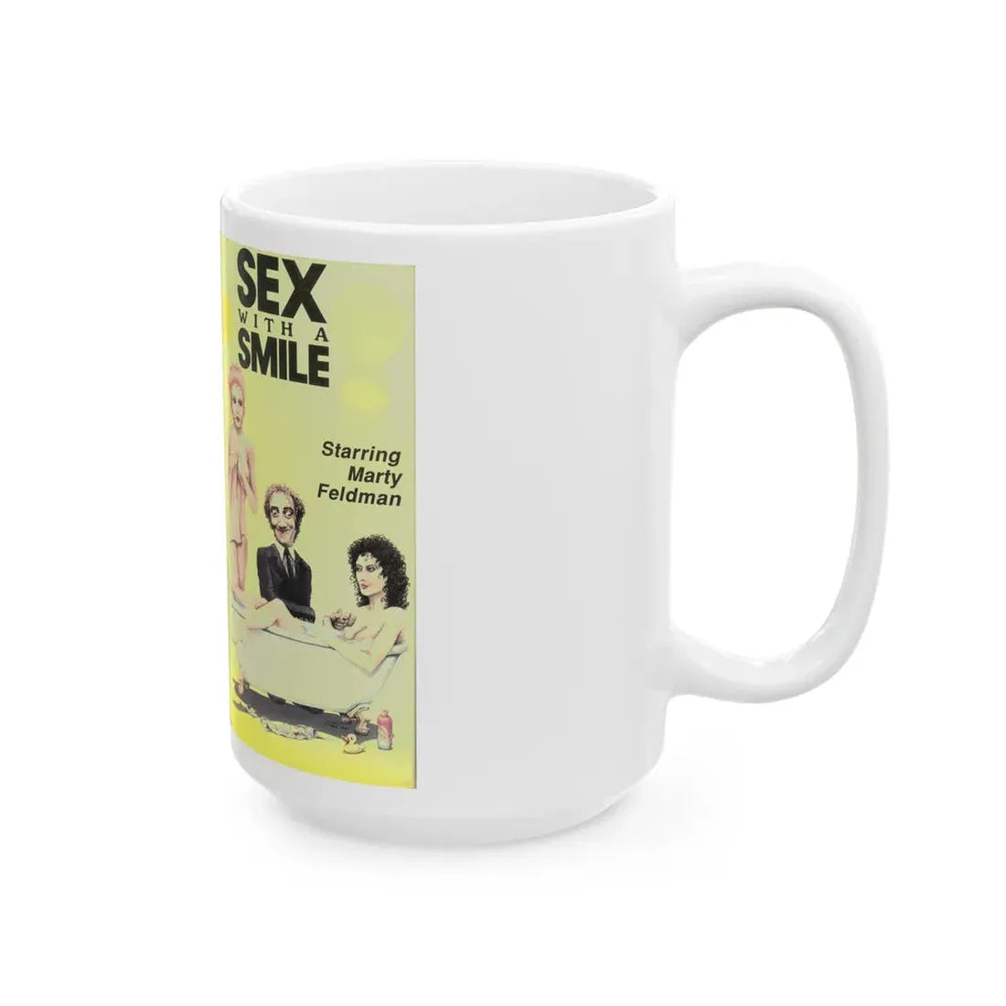 SEX WITH A SMILE STARRING MARTY FELDMAN SEXPLOITATION (VHS COVER) - White Coffee Mug - Go Mug Yourself