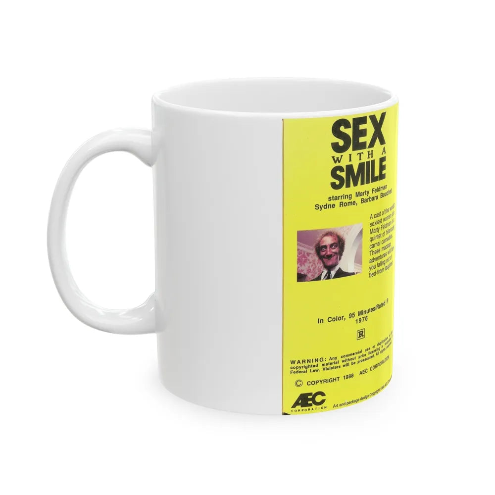 SEX WITH A SMILE STARRING MARTY FELDMAN SEXPLOITATION (VHS COVER) - White Coffee Mug-Go Mug Yourself