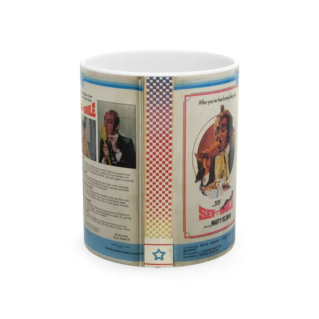 SEX WITH A SMILE STARRING MARTY FELDMAN (VHS COVER) - White Coffee Mug 11oz - Go Mug Yourself