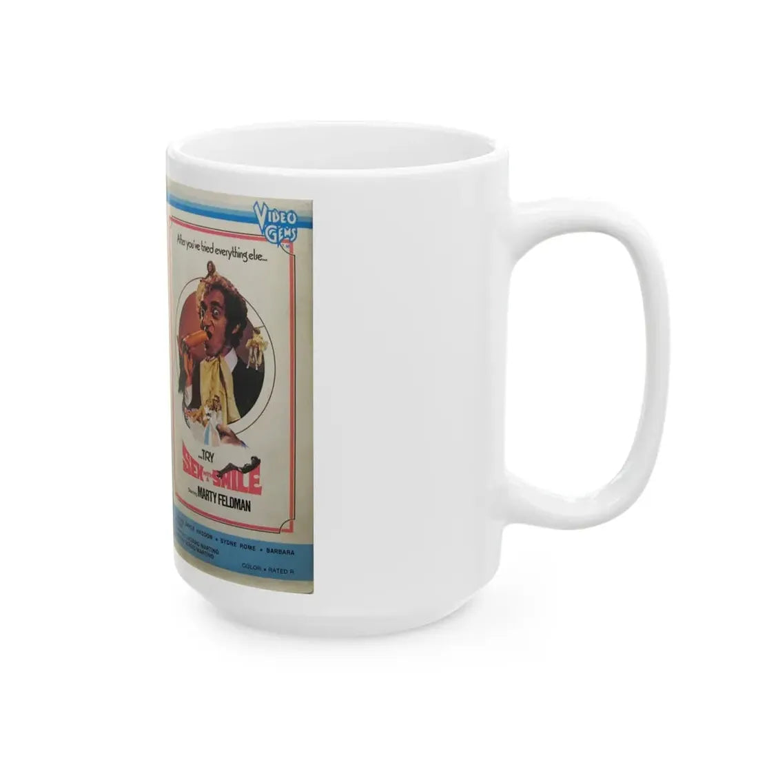 SEX WITH A SMILE STARRING MARTY FELDMAN (VHS COVER) - White Coffee Mug - Go Mug Yourself