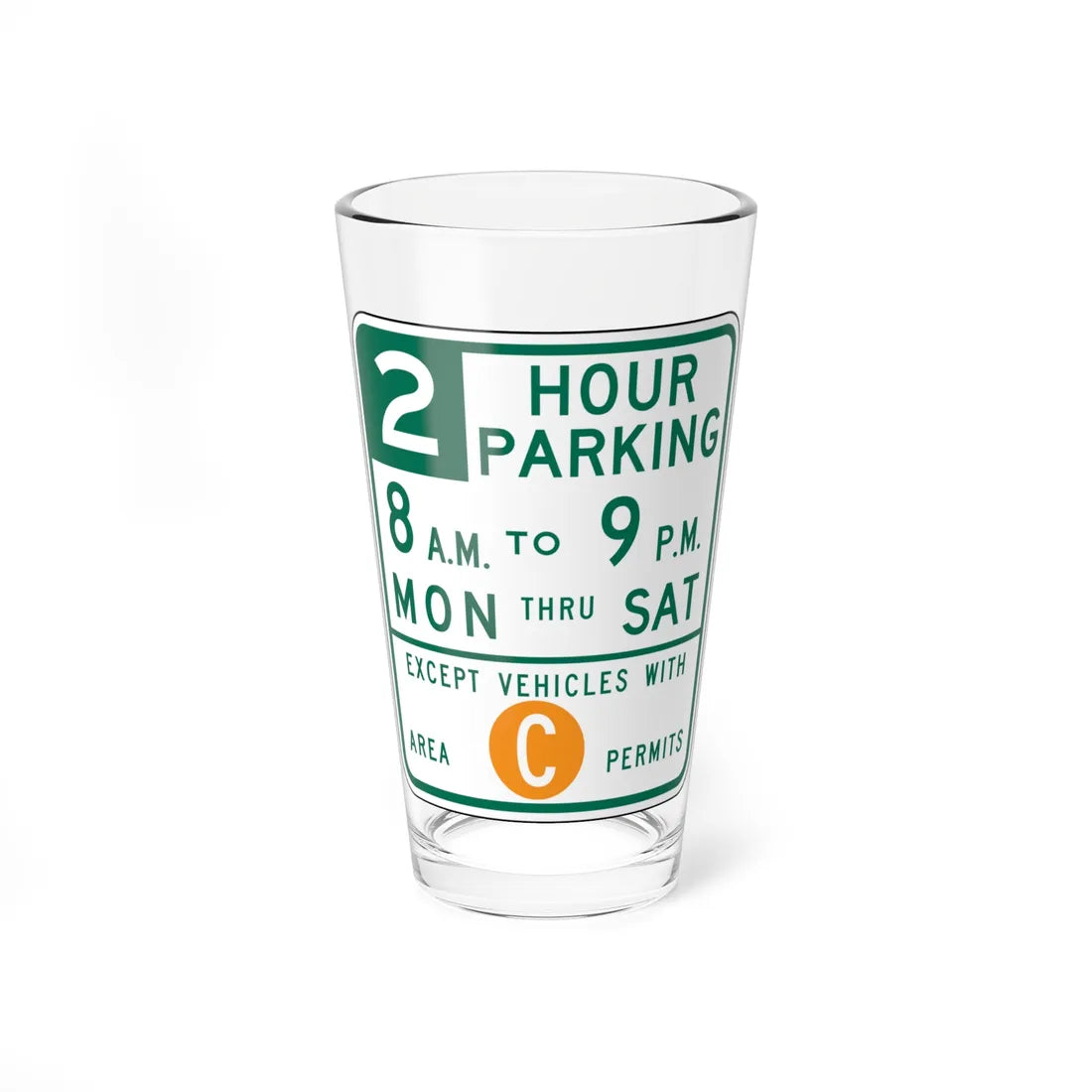 SF PERMIT PARKING (California) (Road Sign) Pint Glass 16oz 16oz - Go Mug Yourself