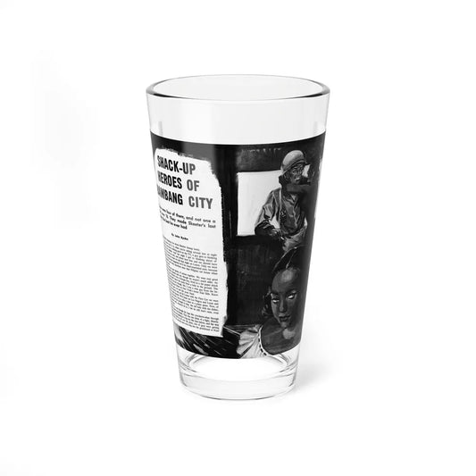 Shack-Up Heroes of Bambang City, True War, July 1958 (Magazine Illustration) Pint Glass 16oz 16oz - Go Mug Yourself