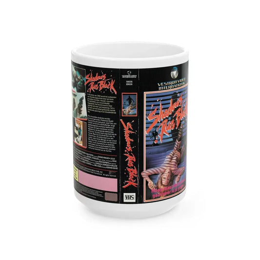 SHADOWS RUN BLACK (VHS COVER) - White Coffee Mug 15oz - Go Mug Yourself