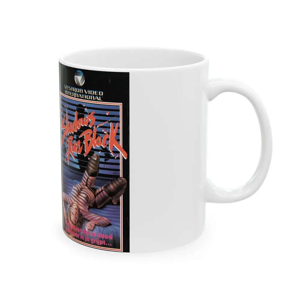 SHADOWS RUN BLACK (VHS COVER) - White Coffee Mug-Go Mug Yourself