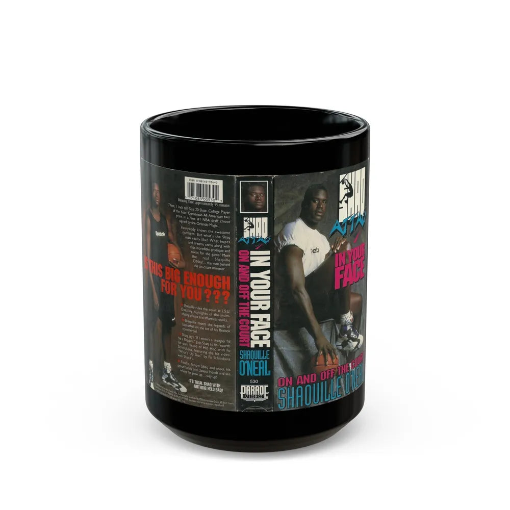 SHAQ ATTACK IN YOUR FACE (VHS COVER) - Black Coffee Mug-15oz-Go Mug Yourself