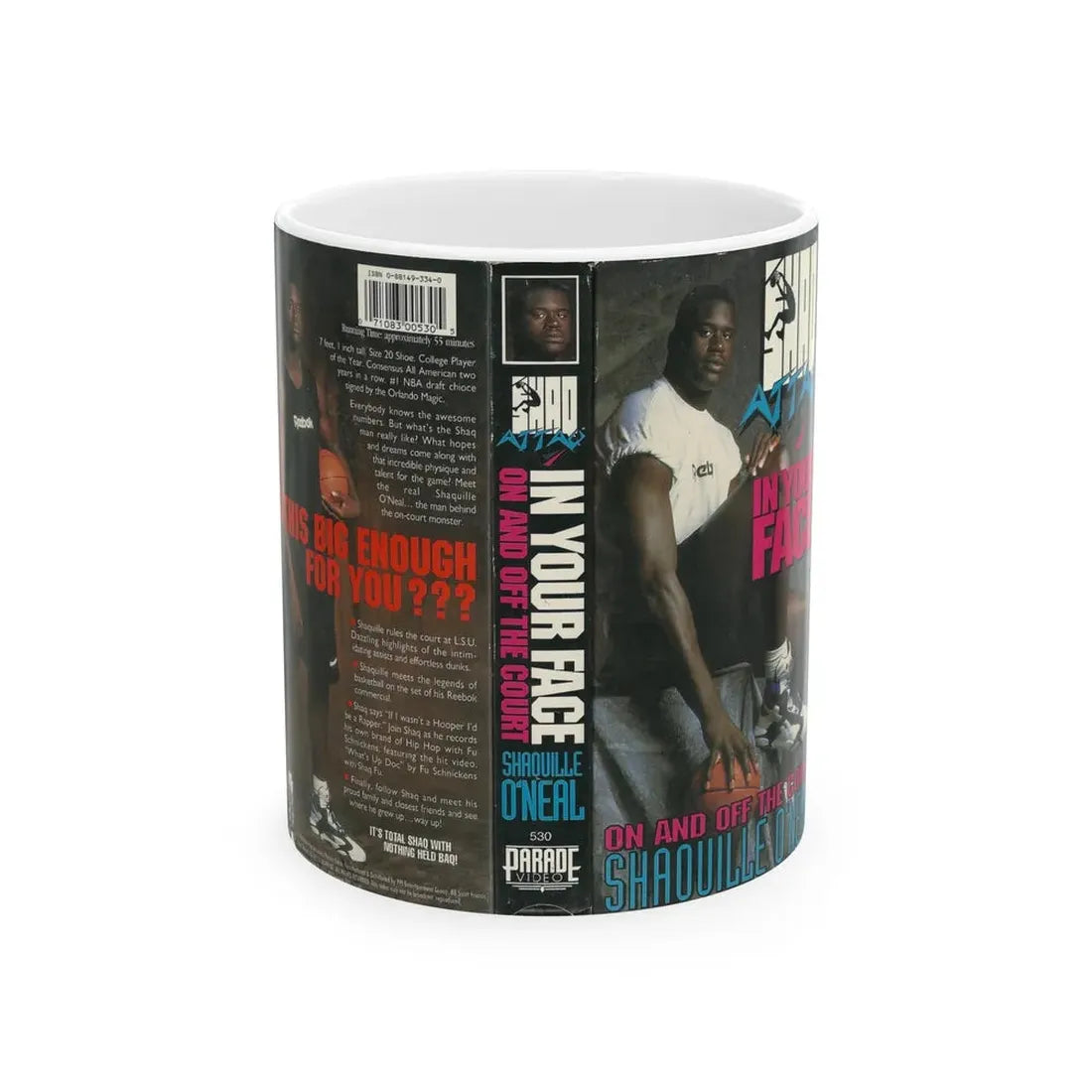 SHAQ ATTACK IN YOUR FACE (VHS COVER) - White Coffee Mug 11oz - Go Mug Yourself