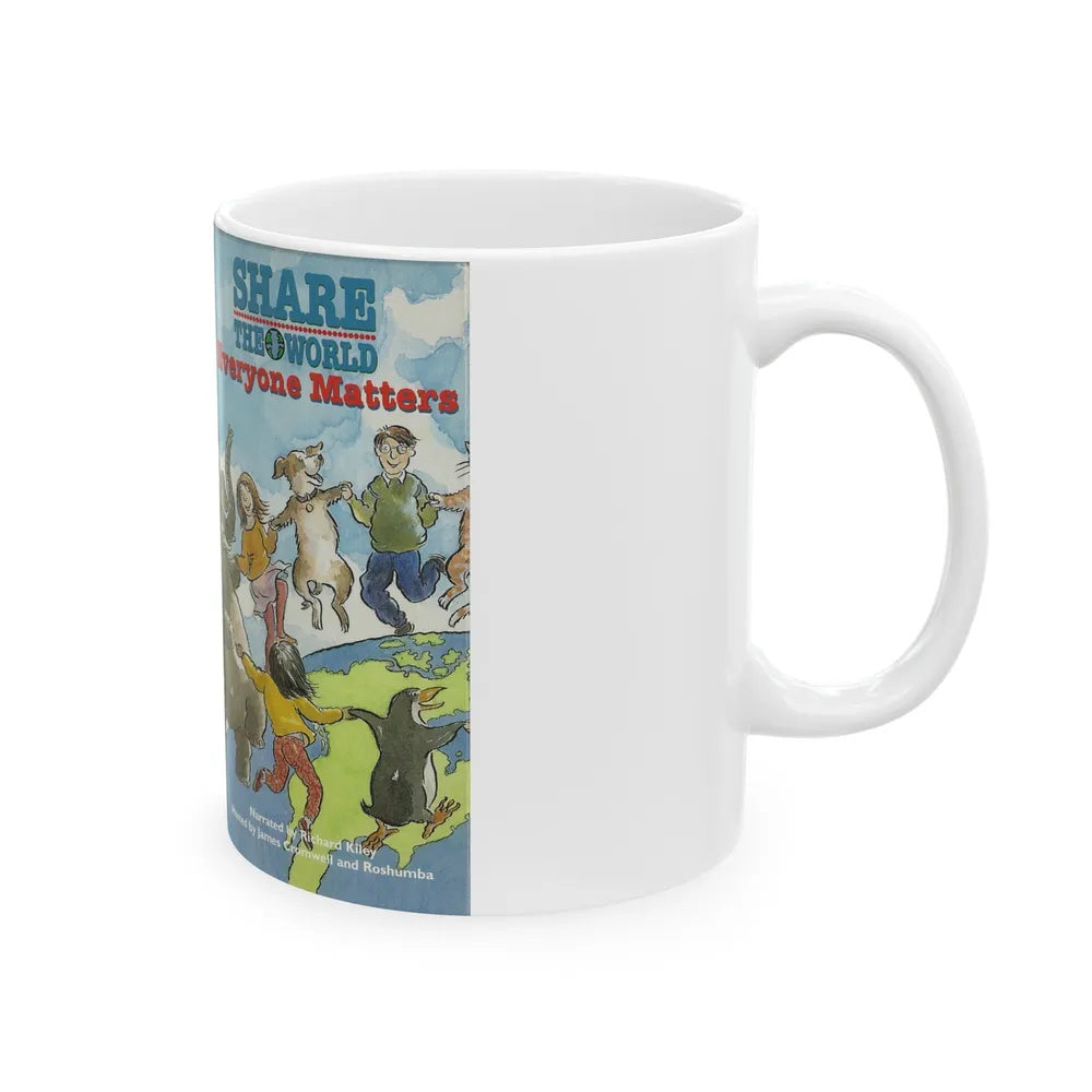 SHARE THE WORLD EVERYONE MATTERS (VHS COVER) - White Coffee Mug-Go Mug Yourself