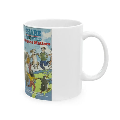SHARE THE WORLD EVERYONE MATTERS (VHS COVER) - White Coffee Mug - Go Mug Yourself