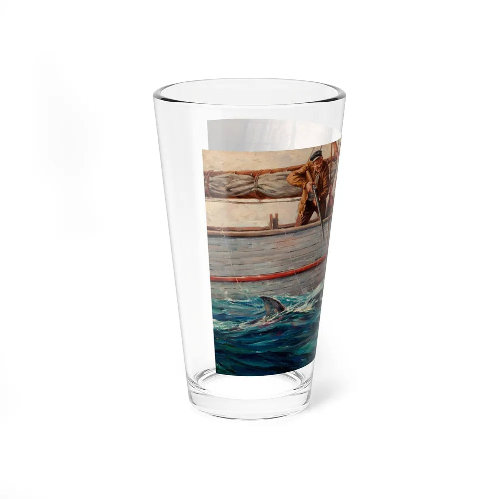 Shark Hunting, 1939 (Magazine Illustration) Pint Glass 16oz-Go Mug Yourself