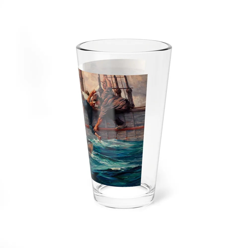 Shark Hunting, 1939 (Magazine Illustration) Pint Glass 16oz-Go Mug Yourself