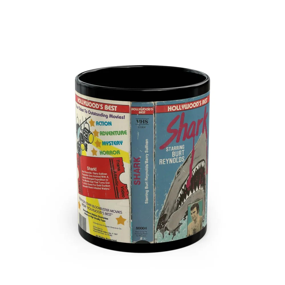 SHARK STARRING BURT REYNOLDS (VHS COVER) - Black Coffee Mug-11oz-Go Mug Yourself